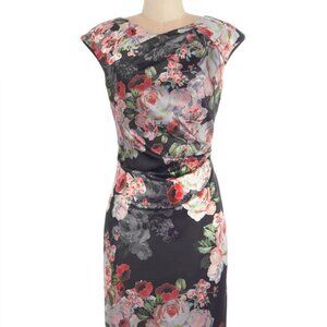 NWOT Ivy + Blue floral, side-gathered sheath dress